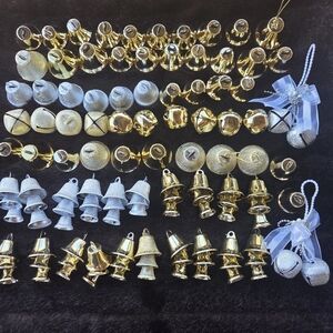 70pc Mixed Metal Jingle Bells Craft Lot – Gold & Silver Christmas Bells, Rustic